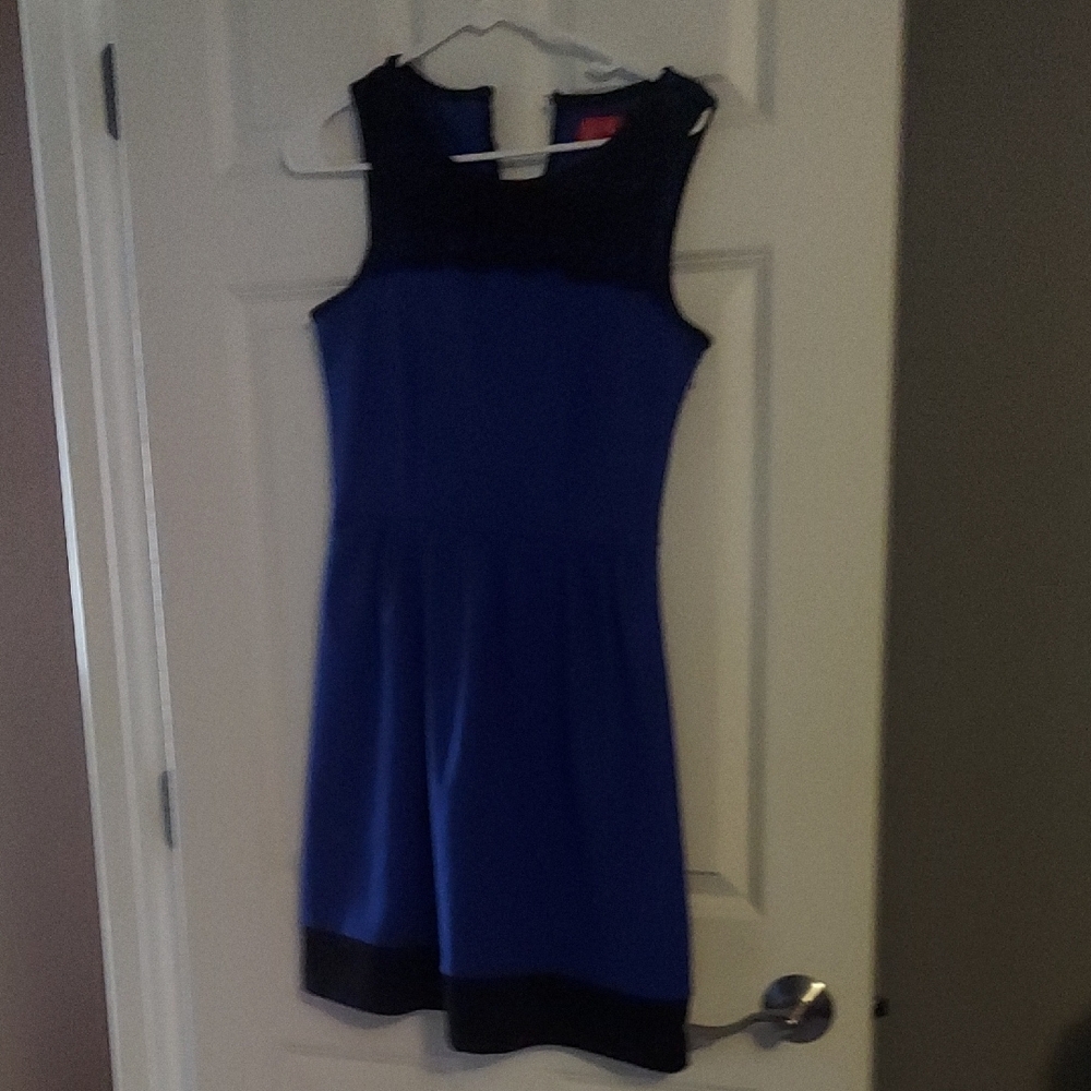 Elle Royal Blue and Black Sleeveless Midi Dress